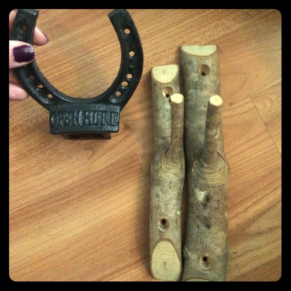 Horseshoe bottle opener &wooden coat hook